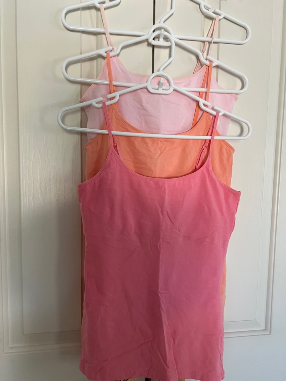 Pack of 3 Women's Layered Spaghetti Strap Tank Tops - Pink, Peach, Light Pink S